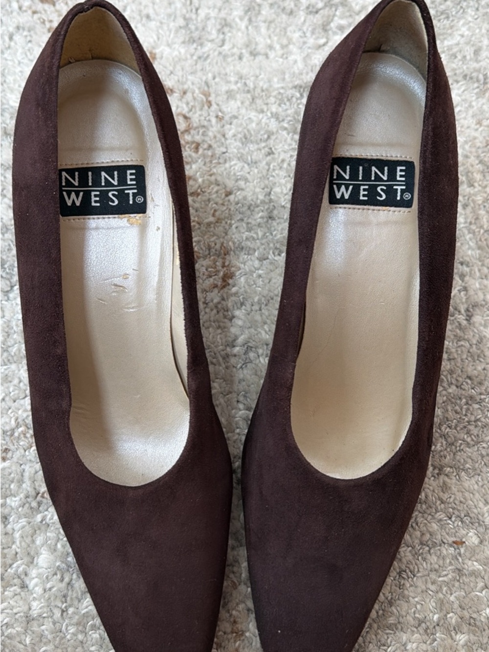 Nine West Brown Suede Pointed-Toe Heels